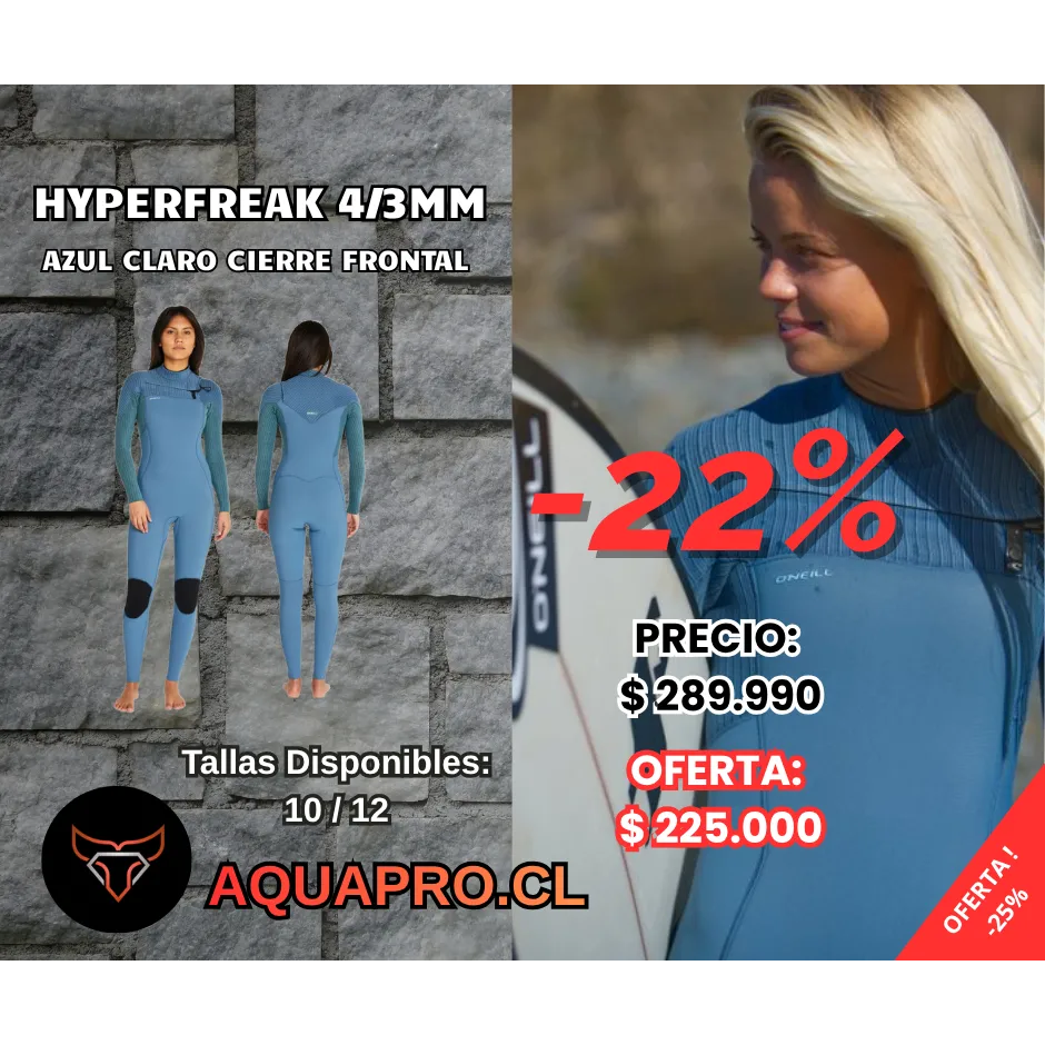 TRAJE MUJER HYPERFREAK 4.3MM CELESTE